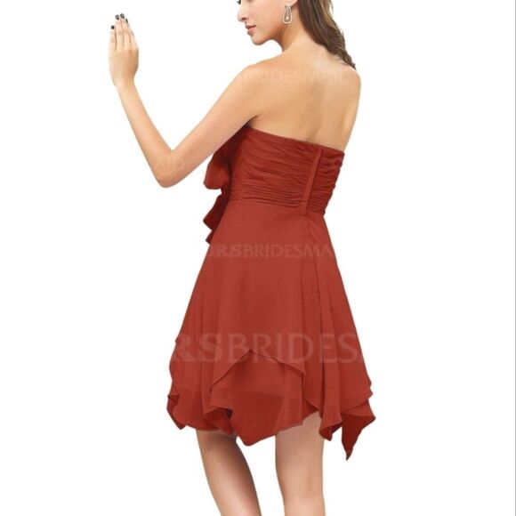 Alfred Angelo Rustic Orange Pixie Hem strapless Dress Size Large Like New - Picture 2 of 10